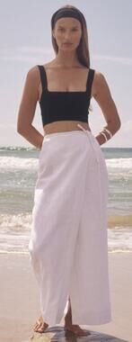 Dissh Skye Linen Wrap Long Skirt, White, Size 4, NEW